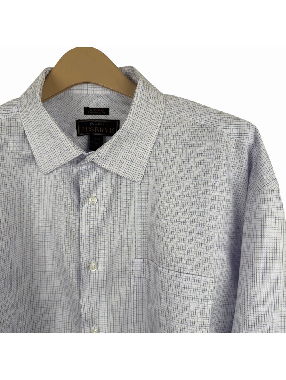 Jos. A Bank Reserve Shirt Mens‎ 18-34 100% Egyptian Cotton Blue Micro Check XXL